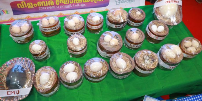 മുട്ടകളുടെ വൈവിധ്യവുമായി മൃഗസംരക്ഷണവകുപ്പിന്റെ സ്റ്റാള് മുട്ടകളുടെ വൈവിധ്യവുമായി മൃഗസംരക്ഷണവകുപ്പിന്റെ സ്റ്റാള്