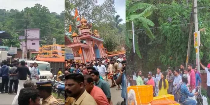 ഓമല്ലൂർ രക്തകണ്ഠ സ്വാമിക്ഷേത്രത്തിലെ ഉത്സവം ; ക്ഷേത്ര ഗോപുരത്തിൽ ഡി.വൈ.എഫ്.ഐയുടെ കൊടി കെട്ടാൻ വന്നവരെ അടിച്ചോടിച്ച് ഭക്തർ ഓമല്ലൂർ രക്തകണ്ഠ സ്വാമിക്ഷേത്രത്തിലെ ഉത്സവം ; ക്ഷേത്ര ഗോപുരത്തിൽ ഡി.വൈ.എഫ്.ഐയുടെ കൊടി കെട്ടാൻ വന്നവരെ അടിച്ചോടിച്ച് ഭക്തർ