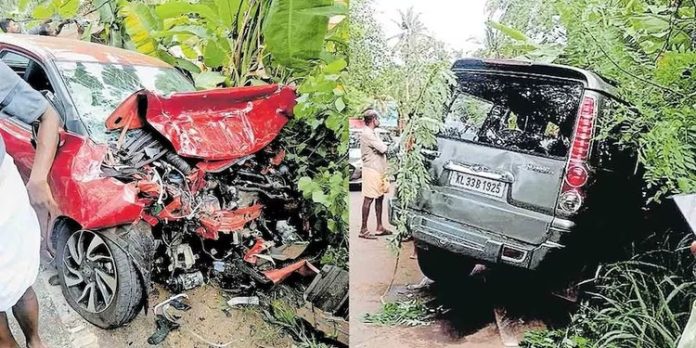 കൈപ്പുഴമുട്ടിൽ കാറുകൾ കൂട്ടിയിടിച്ച് അധ്യാപിക മരിച്ചു ; 5 പേർക്ക് പരുക്ക് കൈപ്പുഴമുട്ടിൽ കാറുകൾ കൂട്ടിയിടിച്ച് അധ്യാപിക മരിച്ചു ; 5 പേർക്ക് പരുക്ക്