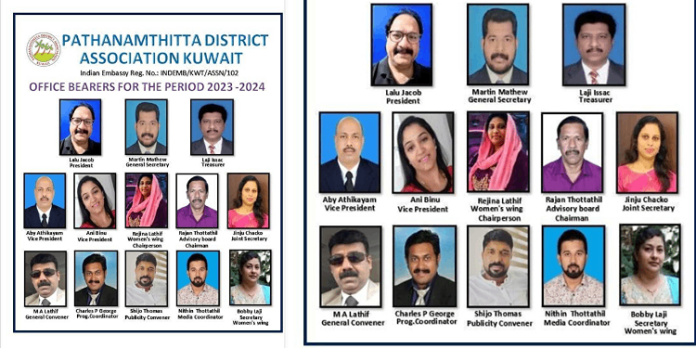 പത്തനംതിട്ട ജില്ലാ അസോസിയേഷൻ 2023 – 2024 വർഷത്തേക്കുള്ള ഭാരവാഹികളെ തെരഞ്ഞെടുത്തു പത്തനംതിട്ട ജില്ലാ അസോസിയേഷൻ 2023 – 2024 വർഷത്തേക്കുള്ള ഭാരവാഹികളെ തെരഞ്ഞെടുത്തു