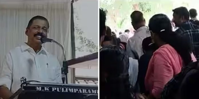 എം വി ഗോവിന്ദന്റെ പ്രസംഗത്തിനിടെ വേദിയിൽ പാമ്പ് ; ചിതറിയോടി ആളുകള് എം വി ഗോവിന്ദന്റെ പ്രസംഗത്തിനിടെ വേദിയിൽ പാമ്പ് ; ചിതറിയോടി ആളുകള്