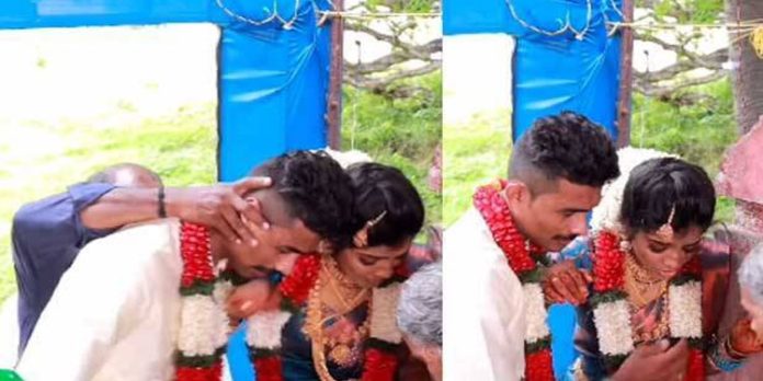 വധൂവരന്മാരുടെ തലമുട്ടിച്ച സംഭവം ; കൊല്ലങ്കോട് പോലീസ് കേസെടുത്തു വധൂവരന്മാരുടെ തലമുട്ടിച്ച സംഭവം ; കൊല്ലങ്കോട് പോലീസ് കേസെടുത്തു