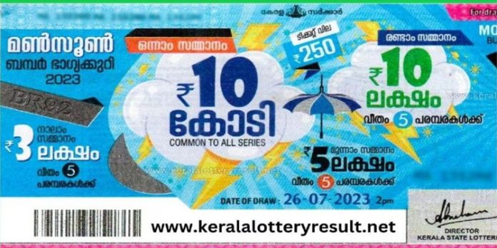 മണ്സൂണ് ബമ്പര് നറുക്കെടുത്തു ; പത്തുകോടി പാലക്കാട്ട് വിറ്റ ടിക്കറ്റിന് മണ്സൂണ് ബമ്പര് നറുക്കെടുത്തു ; പത്തുകോടി പാലക്കാട്ട് വിറ്റ ടിക്കറ്റിന്