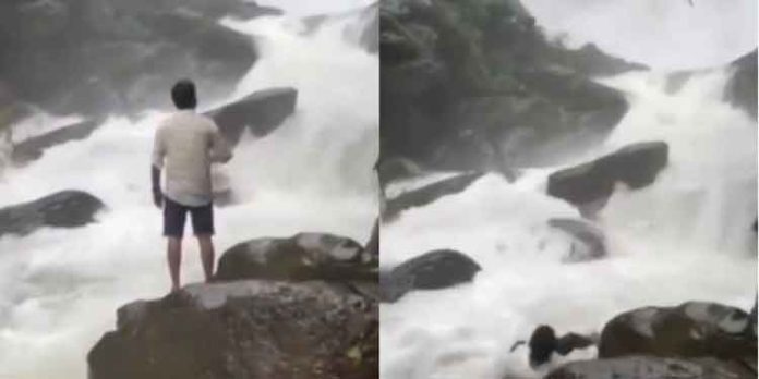 വെള്ളച്ചാട്ടത്തിൽ നിന്ന് റീൽസ് ; കാൽതെന്നി വീണ യുവാവിനെ കാണാതായി വെള്ളച്ചാട്ടത്തിൽ നിന്ന് റീൽസ് ; കാൽതെന്നി വീണ യുവാവിനെ കാണാതായി