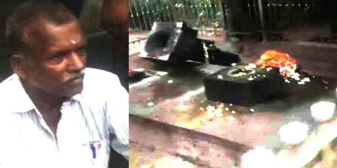 പട്ടാപ്പകൽ 63കാരൻ ക്ഷേത്രത്തിലെ വിഗ്രഹങ്ങൾ അടിച്ചു തകർത്തു പട്ടാപ്പകൽ 63കാരൻ ക്ഷേത്രത്തിലെ വിഗ്രഹങ്ങൾ അടിച്ചു തകർത്തു