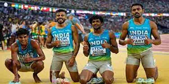 ലോക അത്ലറ്റിക്സ് ചാമ്പ്യന്ഷിപ്പ്: മലയാളികളടങ്ങിയ 4×400 മീറ്റർ റിലേയില് പുരുഷ ടീമിന് അഞ്ചാം സ്ഥാനം ലോക അത്ലറ്റിക്സ് ചാമ്പ്യന്ഷിപ്പ്: മലയാളികളടങ്ങിയ 4×400 മീറ്റർ റിലേയില് പുരുഷ ടീമിന് അഞ്ചാം സ്ഥാനം