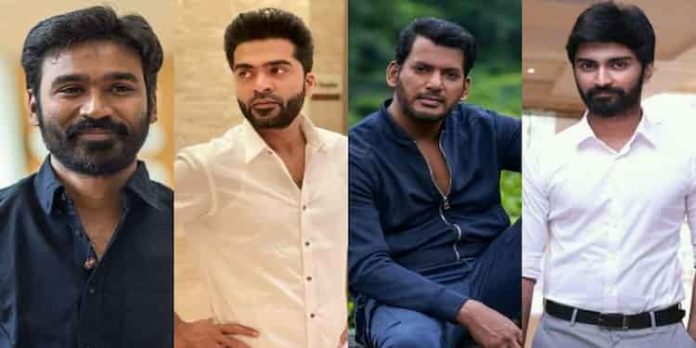 നിർമാതാക്കളുടെ പരാതി ; വിശാൽ, സിമ്പു, ധനുഷ്, അഥർവ എന്നിവർക്ക് വിലക്ക് നിർമാതാക്കളുടെ പരാതി ; വിശാൽ, സിമ്പു, ധനുഷ്, അഥർവ എന്നിവർക്ക് വിലക്ക്