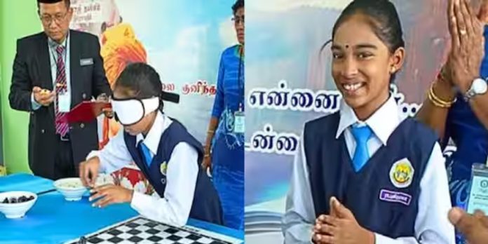 കണ്ണുകെട്ടി ചെസ്സ് ബോർഡ് ക്രമീകരിക്കാമോ? ലോക റെക്കോർഡുമായി 10 വയസുകാരി കണ്ണുകെട്ടി ചെസ്സ് ബോർഡ് ക്രമീകരിക്കാമോ? ലോക റെക്കോർഡുമായി 10 വയസുകാരി
