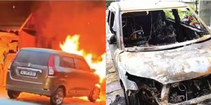 മരണ വീട്ടിലേക്ക് പോവുകയായിരുന്ന നാലംഗ സംഘം സഞ്ചരിച്ച കാറിന് തീപിടിച്ചു മരണ വീട്ടിലേക്ക് പോവുകയായിരുന്ന നാലംഗ സംഘം സഞ്ചരിച്ച കാറിന് തീപിടിച്ചു