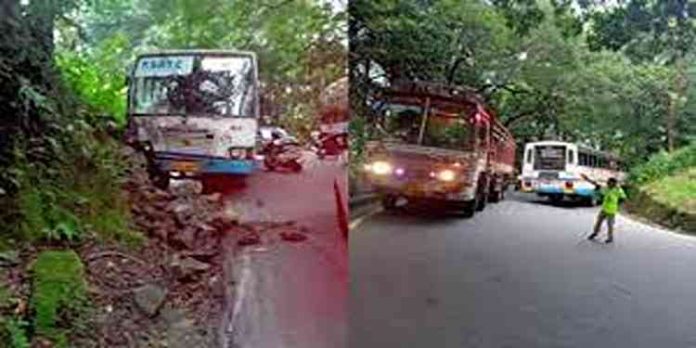 താമരശ്ശേരി ചുരത്തില് കെഎസ്ആര്ടിസി ബസുകള് അപകടത്തില്പ്പെട്ടു താമരശ്ശേരി ചുരത്തില് കെഎസ്ആര്ടിസി ബസുകള് അപകടത്തില്പ്പെട്ടു