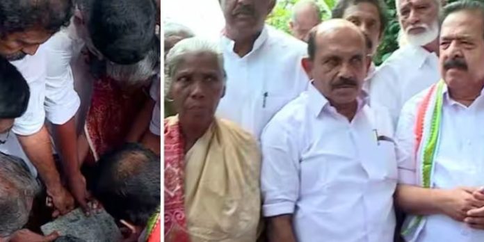 കെ റെയിൽ വിരുദ്ധ സമരത്തിന്റെ പ്രതീകമായ തങ്കമ്മയുടെ വീടിന് തറക്കല്ലിട്ടു കെ റെയിൽ വിരുദ്ധ സമരത്തിന്റെ പ്രതീകമായ തങ്കമ്മയുടെ വീടിന് തറക്കല്ലിട്ടു