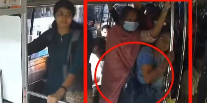 ബസിൽ യാത്ര ചെയ്യുന്ന സ്ത്രീയുടെ ബാഗിൽ നിന്ന് 20,000 രൂപ മോഷ്ടിച്ചു ; ദൃശ്യങ്ങൾ പുറത്ത് ബസിൽ യാത്ര ചെയ്യുന്ന സ്ത്രീയുടെ ബാഗിൽ നിന്ന് 20,000 രൂപ മോഷ്ടിച്ചു ; ദൃശ്യങ്ങൾ പുറത്ത്