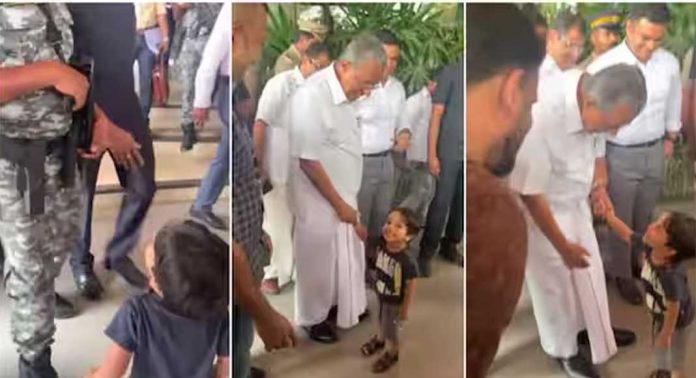 പിണറായീ…നീട്ടി വിളിച്ച് സെക്യൂരിറ്റികൾക്കിടയിലൂടെ ഓടിയെത്തി കുഞ്ഞ് പിണറായീ…നീട്ടി വിളിച്ച് സെക്യൂരിറ്റികൾക്കിടയിലൂടെ ഓടിയെത്തി കുഞ്ഞ്