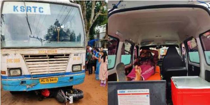നിയന്ത്രണം വിട്ട ബൈക്ക് കെഎസ്ആർടിസി ബസിനടിയില് ; യുവാവ് രക്ഷപെട്ടത് തലനാരിഴയ്ക്ക് നിയന്ത്രണം വിട്ട ബൈക്ക് കെഎസ്ആർടിസി ബസിനടിയില് ; യുവാവ് രക്ഷപെട്ടത് തലനാരിഴയ്ക്ക്