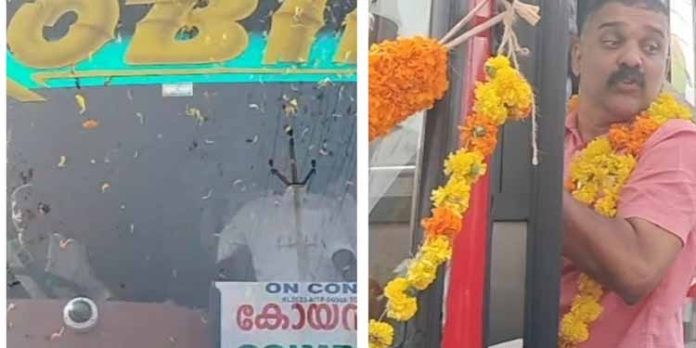 റോബിൻ ബസ്സിന് പാലാ കൊല്ലപ്പള്ളിയിൽ പടക്കം പൊട്ടിച്ചും പുഷ്പവൃഷ്ടി നടത്തിയും ജനകീയ സ്വീകരണം റോബിൻ ബസ്സിന് പാലാ കൊല്ലപ്പള്ളിയിൽ പടക്കം പൊട്ടിച്ചും പുഷ്പവൃഷ്ടി നടത്തിയും ജനകീയ സ്വീകരണം