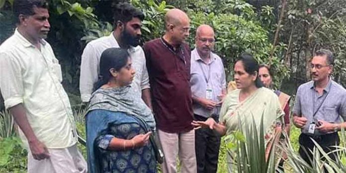 വടശ്ശേരിക്കരയിലെ കൈതകൃഷിയിട സന്ദര്ശന പരിപാടിയില് പങ്കെടുത്ത് കേന്ദ്ര കൃഷി വകുപ്പ് സഹമന്ത്രി ശോഭാ കരന്തലജെ വടശ്ശേരിക്കരയിലെ കൈതകൃഷിയിട സന്ദര്ശന പരിപാടിയില് പങ്കെടുത്ത് കേന്ദ്ര കൃഷി വകുപ്പ് സഹമന്ത്രി ശോഭാ കരന്തലജെ