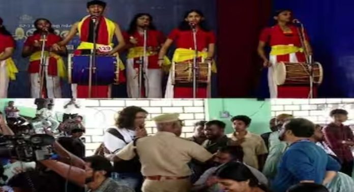 സൗണ്ട് സിസ്റ്റം പോരാ ; സംസ്ഥാന സ്കൂള് കലോത്സവത്തില് നാടന്പാട്ട് വേദിയില് വ്യാപക പ്രതിഷേധം സൗണ്ട് സിസ്റ്റം പോരാ ; സംസ്ഥാന സ്കൂള് കലോത്സവത്തില് നാടന്പാട്ട് വേദിയില് വ്യാപക പ്രതിഷേധം