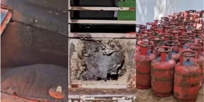 തൃശൂരില് പാചക വാതക സിലിണ്ടറുകള് കയറ്റിയ വണ്ടിയ്ക്ക് തീപിടിച്ചു തൃശൂരില് പാചക വാതക സിലിണ്ടറുകള് കയറ്റിയ വണ്ടിയ്ക്ക് തീപിടിച്ചു