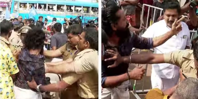 മോദിയുടെ വേദിയിൽ ചാണകവെള്ളം തളിക്കാൻ ശ്രമം ; തടഞ്ഞ് ബിജെപി പ്രവർത്തകർ മോദിയുടെ വേദിയിൽ ചാണകവെള്ളം തളിക്കാൻ ശ്രമം ; തടഞ്ഞ് ബിജെപി പ്രവർത്തകർ