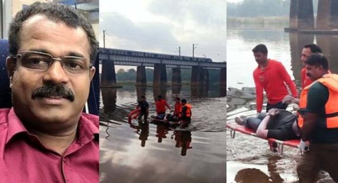 ട്രെയിന് യാത്രക്കിടെ ഭാരതപുഴയിലേക്ക് ചാടിയ യുവാവിന്റെ മൃതദേഹം കണ്ടെത്തി ട്രെയിന് യാത്രക്കിടെ ഭാരതപുഴയിലേക്ക് ചാടിയ യുവാവിന്റെ മൃതദേഹം കണ്ടെത്തി