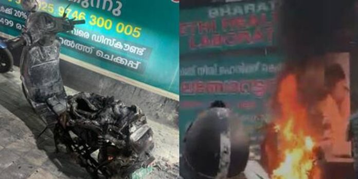 കോഴിക്കോട് ഇലക്ട്രിക് സ്കൂട്ടര് കത്തിനശിച്ചു കോഴിക്കോട് ഇലക്ട്രിക് സ്കൂട്ടര് കത്തിനശിച്ചു