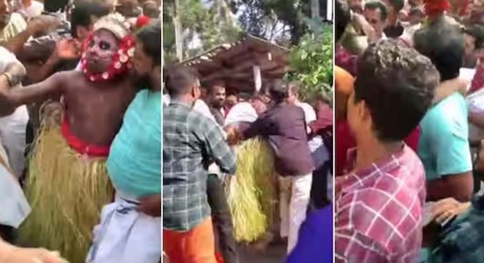 തെയ്യം കണ്ട് പേടിച്ചോടിയ കുട്ടിക്ക് വീണ് പരിക്ക് ; തെയ്യത്തെ പൊതിരെ തല്ലി നാട്ടുകാർ തെയ്യം കണ്ട് പേടിച്ചോടിയ കുട്ടിക്ക് വീണ് പരിക്ക് ; തെയ്യത്തെ പൊതിരെ തല്ലി നാട്ടുകാർ