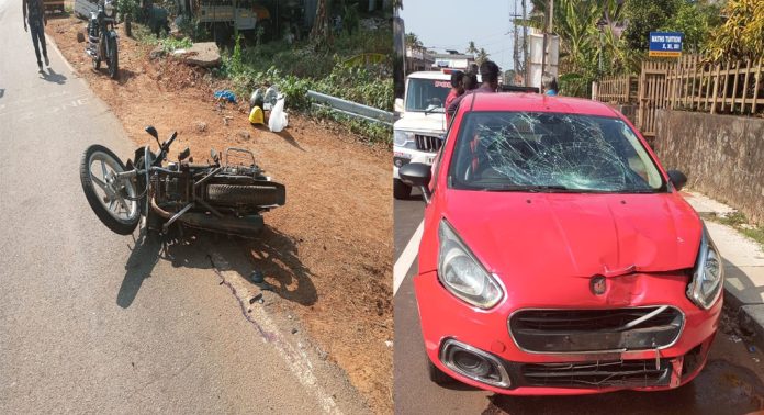 കോന്നി എലിയറക്കലിൽ കാറും ബൈക്കും കൂട്ടിയിടിച്ച് കെ എസ് ഇ ബി ജീവനക്കാർക്ക് പരിക്കേറ്റു കോന്നി എലിയറക്കലിൽ കാറും ബൈക്കും കൂട്ടിയിടിച്ച് കെ എസ് ഇ ബി ജീവനക്കാർക്ക് പരിക്കേറ്റു