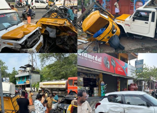 പന്തളം കാരയ്ക്കാട്ട് വാഹനങ്ങൾ തമ്മിൽ കൂട്ടിയിടിച്ച് അപകടം ; നാല് പേർക്ക് പരിക്ക് പന്തളം കാരയ്ക്കാട്ട് വാഹനങ്ങൾ തമ്മിൽ കൂട്ടിയിടിച്ച് അപകടം ; നാല് പേർക്ക് പരിക്ക്