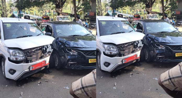 അമിത വേഗതയിലെത്തിയ കാറുകള് അത്തിക്കയം പാലം ജംങ്ഷനില് കൂട്ടിയിടിച്ചു അമിത വേഗതയിലെത്തിയ കാറുകള് അത്തിക്കയം പാലം ജംങ്ഷനില് കൂട്ടിയിടിച്ചു