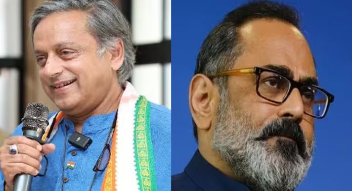 അസത്യ പ്രചാരണം നടത്തുന്നു, ശശി തരൂരിനെതിരെ നിയമ നടപടികളുമായി രാജീവ് ചന്ദ്രശേഖർ അസത്യ പ്രചാരണം നടത്തുന്നു, ശശി തരൂരിനെതിരെ നിയമ നടപടികളുമായി രാജീവ് ചന്ദ്രശേഖർ