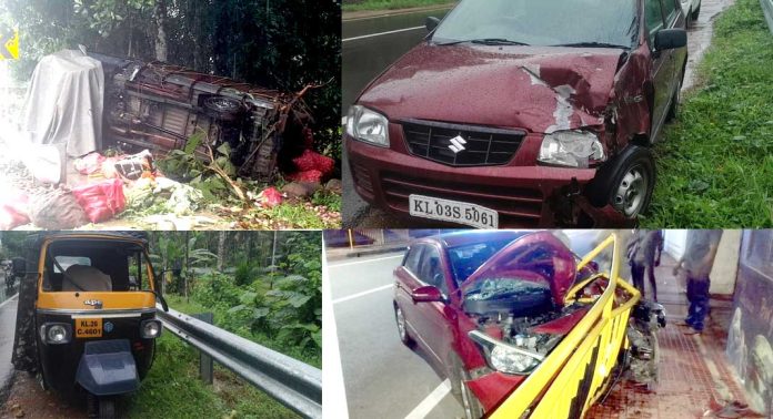 കോന്നിയിൽ അഞ്ചിടങ്ങളിൽ വാഹനാപകടം കോന്നിയിൽ അഞ്ചിടങ്ങളിൽ വാഹനാപകടം