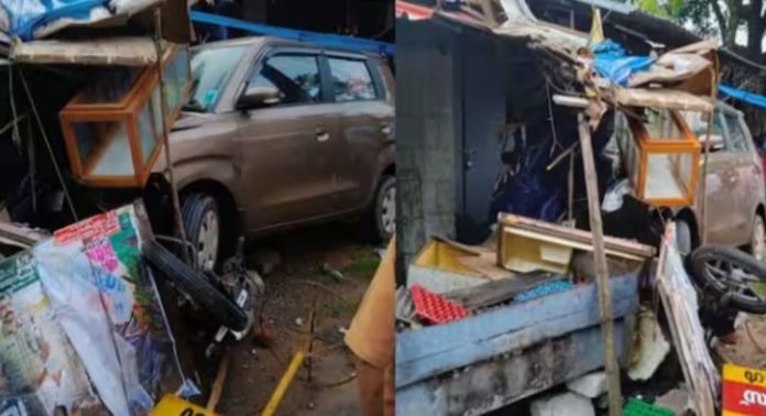 തൃശൂരിൽ തട്ടുകടയുടെ മുൻപിൽ പത്രം വായിച്ച് കൊണ്ടിരുന്നവരുടെ ഇടയിലേക്ക് കാർ ഇടിച്ച് കയറി ; 1 മരണം തൃശൂരിൽ തട്ടുകടയുടെ മുൻപിൽ പത്രം വായിച്ച് കൊണ്ടിരുന്നവരുടെ ഇടയിലേക്ക് കാർ ഇടിച്ച് കയറി ; 1 മരണം