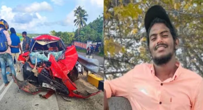 മുന്നിലെ ലോറി പെട്ടന്ന് വെട്ടിത്തിരിച്ചു , കാർ പാഞ്ഞുകയറി ; കോവളത്ത് ബന്ധുക്കളുടെ മുന്നിൽ യുവാവിന് ദാരുണാന്ത്യം മുന്നിലെ ലോറി പെട്ടന്ന് വെട്ടിത്തിരിച്ചു , കാർ പാഞ്ഞുകയറി ; കോവളത്ത് ബന്ധുക്കളുടെ മുന്നിൽ യുവാവിന് ദാരുണാന്ത്യം