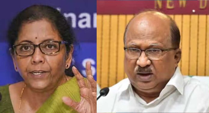 കേന്ദ്ര ധനകാര്യ വകുപ്പ് മന്ത്രി നിര്മല സീതാരാമനുമായി കൂടിക്കാഴ്ച നടത്തി പ്രൊഫ.കെ.വി തോമസ് കേന്ദ്ര ധനകാര്യ വകുപ്പ് മന്ത്രി നിര്മല സീതാരാമനുമായി കൂടിക്കാഴ്ച നടത്തി പ്രൊഫ.കെ.വി തോമസ്