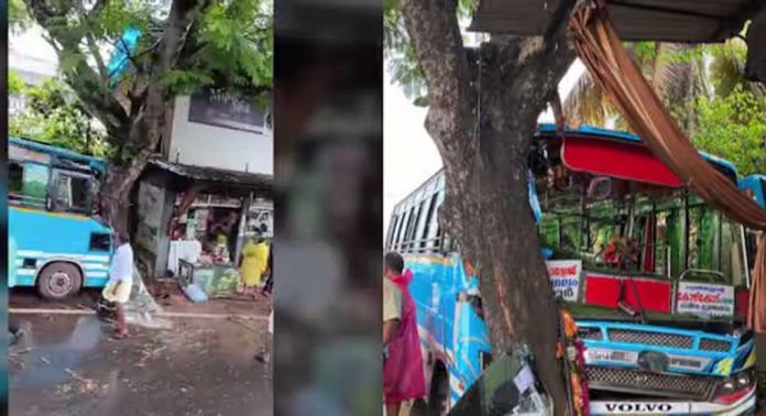 കോഴിക്കോട് കുന്നമംഗലത്ത് സ്വകാര്യ ബസ് മരത്തിൽ ഇടിച്ച് അപകടം കോഴിക്കോട് കുന്നമംഗലത്ത് സ്വകാര്യ ബസ് മരത്തിൽ ഇടിച്ച് അപകടം