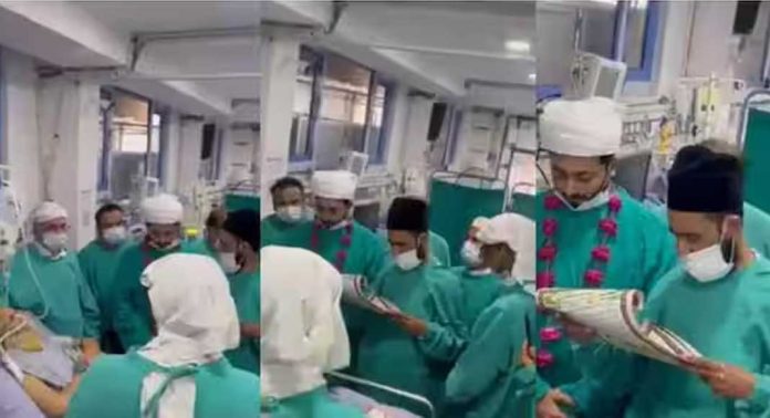 മക്കളുടെ വിവാഹത്തിൽ പങ്കെടുക്കണമെന്ന രോഗിയായ പിതാവിന്റെ ആഗ്രഹം നടത്തിക്കൊടുത്ത് ഡോക്ടർമാർ മക്കളുടെ വിവാഹത്തിൽ പങ്കെടുക്കണമെന്ന രോഗിയായ പിതാവിന്റെ ആഗ്രഹം നടത്തിക്കൊടുത്ത് ഡോക്ടർമാർ