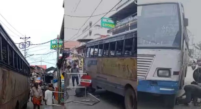 ഗുരുവായൂരിൽ ബ്രേക്ക് നഷ്ടപ്പെട്ട് നിയന്ത്രണം വിട്ട കെഎസ്ആർടിസി ബസ് പടിഞ്ഞാറെ നടയിലെ ബാരിക്കേഡ് തകർത്തു ഗുരുവായൂരിൽ ബ്രേക്ക് നഷ്ടപ്പെട്ട് നിയന്ത്രണം വിട്ട കെഎസ്ആർടിസി ബസ് പടിഞ്ഞാറെ നടയിലെ ബാരിക്കേഡ് തകർത്തു