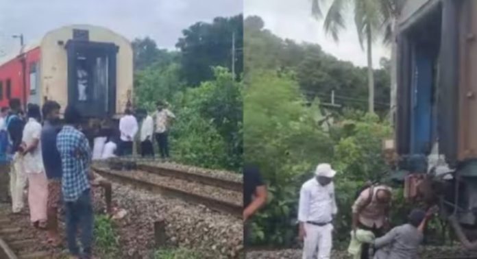 ചെറുതുരുത്തി വള്ളത്തോൾ നഗറിൽ ഓടിക്കൊണ്ടിരുന്ന ട്രെയിനിൻ്റെ എഞ്ചിനും ബോഗിയും വേര്പെട്ടു ; വൻ അപകടം ഒഴിവായി ചെറുതുരുത്തി വള്ളത്തോൾ നഗറിൽ ഓടിക്കൊണ്ടിരുന്ന ട്രെയിനിൻ്റെ എഞ്ചിനും ബോഗിയും വേര്പെട്ടു ; വൻ അപകടം ഒഴിവായി