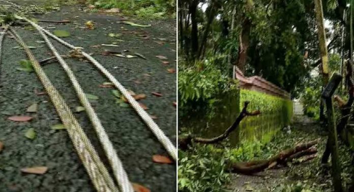 നിമിഷ നേരത്തെ മിന്നൽ ചുഴലി കെഎസ്ഇബിക്ക് കണ്ണൂർ ജില്ലയിൽ വരുത്തിവച്ചത് ആറ് കോടി രൂപയുടെ നാശനഷ്ടം നിമിഷ നേരത്തെ മിന്നൽ ചുഴലി കെഎസ്ഇബിക്ക് കണ്ണൂർ ജില്ലയിൽ വരുത്തിവച്ചത് ആറ് കോടി രൂപയുടെ നാശനഷ്ടം