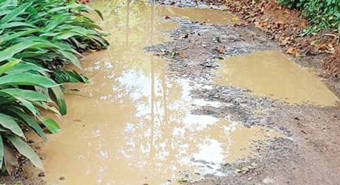 കുണ്ടും കുഴിയും നിറഞ്ഞ് മഴയത്ത് ചെളിക്കുളമായി കപ്ളിങ്ങാട്ടിൽപടി റോഡ് കുണ്ടും കുഴിയും നിറഞ്ഞ് മഴയത്ത് ചെളിക്കുളമായി കപ്ളിങ്ങാട്ടിൽപടി റോഡ്