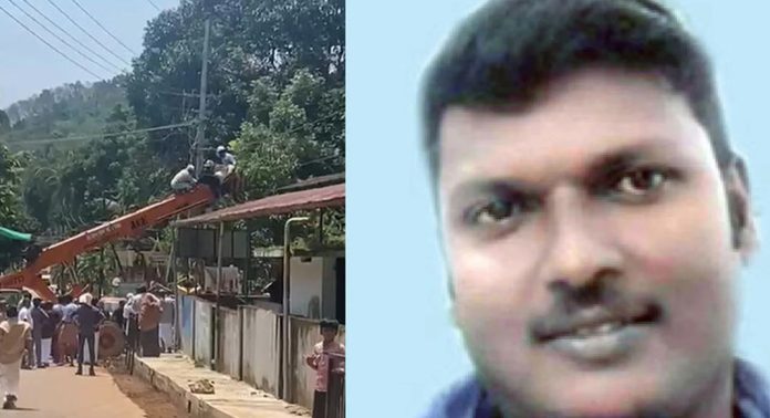 ജോലിക്കിടെ ഷോക്കേറ്റ് കെ.എസ്.ഇ.ബി ജീവനക്കാരന് ദാരുണാന്ത്യം ജോലിക്കിടെ ഷോക്കേറ്റ് കെ.എസ്.ഇ.ബി ജീവനക്കാരന് ദാരുണാന്ത്യം