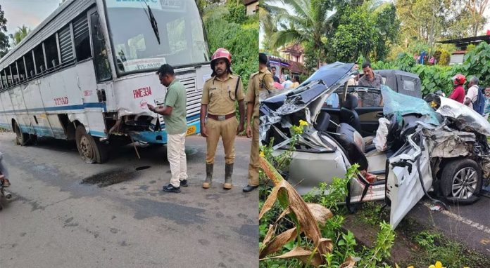 കാർ കെഎസ്ആർടിസി ബസുമായി കൂട്ടിയിടിച്ചു ; എൻജിനീയറിങ് വിദ്യാർഥി മരിച്ചു കാർ കെഎസ്ആർടിസി ബസുമായി കൂട്ടിയിടിച്ചു ; എൻജിനീയറിങ് വിദ്യാർഥി മരിച്ചു