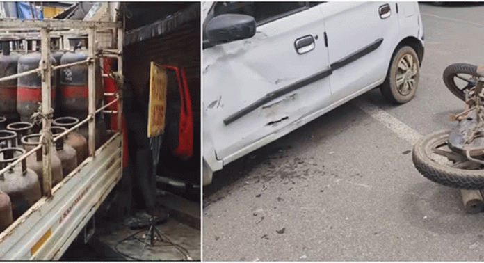 ആറ്റിങ്ങലിൽ നിയന്ത്രണം വിട്ട ഗ്യാസ് പിക്കപ്പ് വാൻ കാറിലും ബൈക്കിലും ഇടിച്ച ശേഷം കടയിലേക്ക് ഇടിച്ചു കയറി ആറ്റിങ്ങലിൽ നിയന്ത്രണം വിട്ട ഗ്യാസ് പിക്കപ്പ് വാൻ കാറിലും ബൈക്കിലും ഇടിച്ച ശേഷം കടയിലേക്ക് ഇടിച്ചു കയറി
