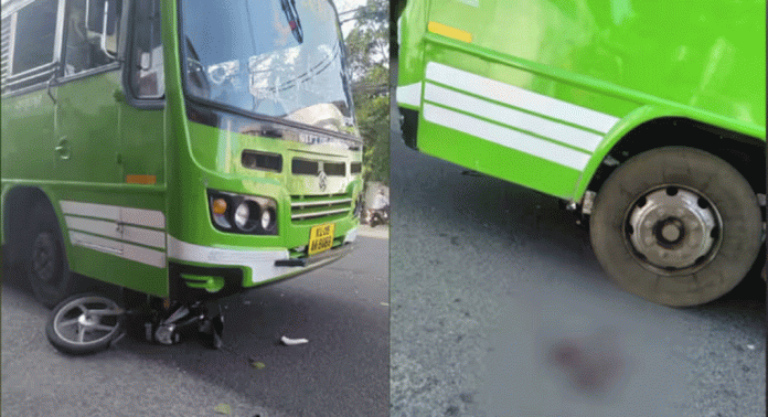കോട്ടയത്ത് അമിത വേഗതയിൽ എത്തിയ സ്വകാര്യ ബസ് ബൈക്ക് യാത്രക്കാരനെ ഇടിച്ചിട്ടു കോട്ടയത്ത് അമിത വേഗതയിൽ എത്തിയ സ്വകാര്യ ബസ് ബൈക്ക് യാത്രക്കാരനെ ഇടിച്ചിട്ടു