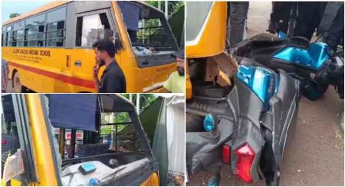 സ്കൂൾ ബസ് ഇടിച്ച് വഴിയാത്രക്കാരന് ദാരുണാന്ത്യം സ്കൂൾ ബസ് ഇടിച്ച് വഴിയാത്രക്കാരന് ദാരുണാന്ത്യം