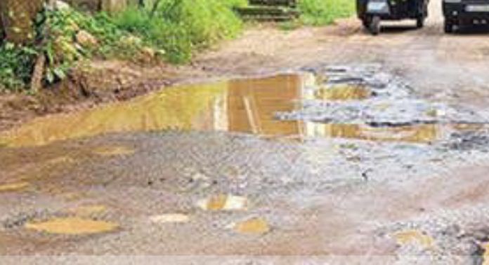 യാത്രക്കാരെ ദുരിതത്തിലാക്കി വൃന്ദാവനം-മുക്കുഴി റോഡിലെ കുഴി യാത്രക്കാരെ ദുരിതത്തിലാക്കി വൃന്ദാവനം-മുക്കുഴി റോഡിലെ കുഴി