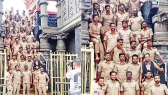 പതിനെട്ടാം പടിയിലെ ഫോട്ടോഷൂട്ട് ; പോലീസുകാര്ക്കെതിരെ നടപടി, എസ്എപി ക്യാമ്പിലെ 23 പോലീസുകാർക്ക് നല്ല നടപ്പ് പരിശീലനം പതിനെട്ടാം പടിയിലെ ഫോട്ടോഷൂട്ട് ; പോലീസുകാര്ക്കെതിരെ നടപടി, എസ്എപി ക്യാമ്പിലെ 23 പോലീസുകാർക്ക് നല്ല നടപ്പ് പരിശീലനം