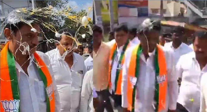 കര്ണാടകയിലെ ബിജെപി എംഎല്എക്ക് നേരെ അജ്ഞാതര് ചീമുട്ട എറിഞ്ഞതായി റിപ്പോര്ട്ട് കര്ണാടകയിലെ ബിജെപി എംഎല്എക്ക് നേരെ അജ്ഞാതര് ചീമുട്ട എറിഞ്ഞതായി റിപ്പോര്ട്ട്