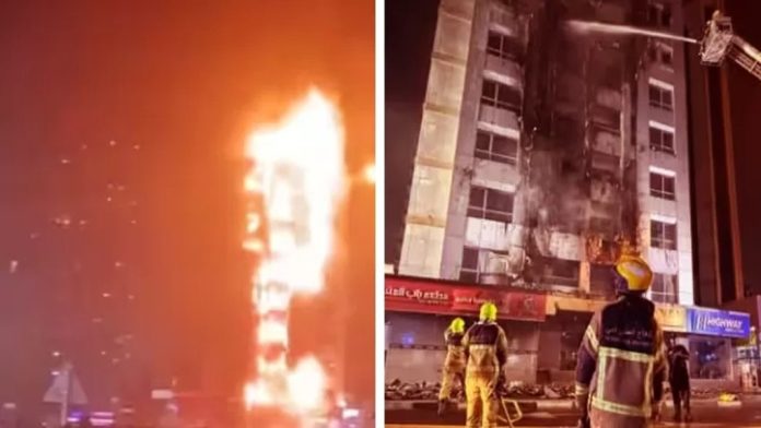 ദുബായിൽ എട്ട് നില കെട്ടിടത്തിൽ തീപിടിത്തം ദുബായിൽ എട്ട് നില കെട്ടിടത്തിൽ തീപിടിത്തം