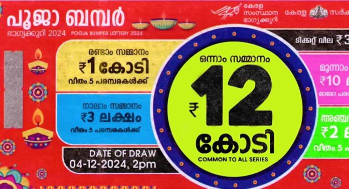 കേരള സംസ്ഥാന ഭാഗ്യക്കുറി വകുപ്പിന്റെ പൂജാ ബമ്പർ (BR-100) നറുക്കെടുപ്പ് ഇന്ന് കേരള സംസ്ഥാന ഭാഗ്യക്കുറി വകുപ്പിന്റെ പൂജാ ബമ്പർ (BR-100) നറുക്കെടുപ്പ് ഇന്ന്